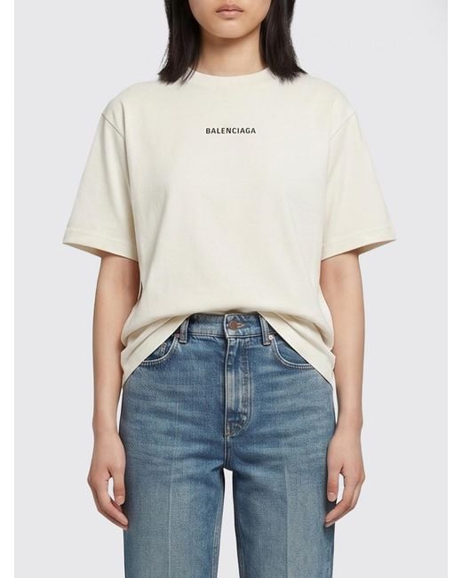 Balenciaga White Cotton T-Shirts With Back Logo
