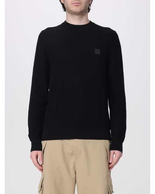 Boss Black Cotton And Cashmere Crew-Neck Sweater for men