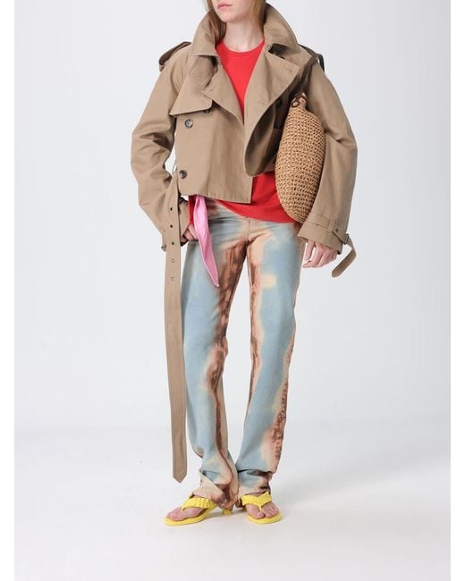 J.W. Anderson White Double-Breasted Cropped Cotton Trench Coat With Belt