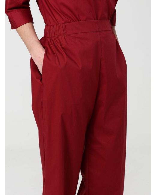 Liviana Conti Red Claude Cotton Blend Cropped Fit Trousers
