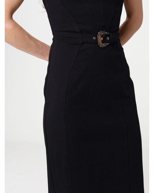 Versace Jeans Couture Black Stretch Crêpe Midi Dress