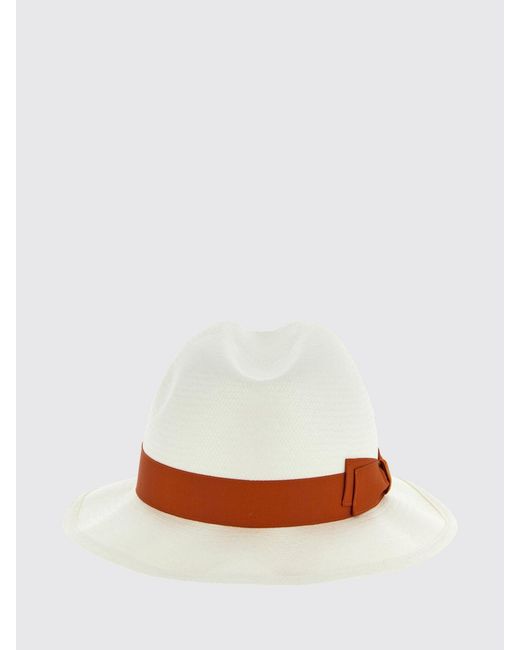 Borsalino White Woven Raffia Hat