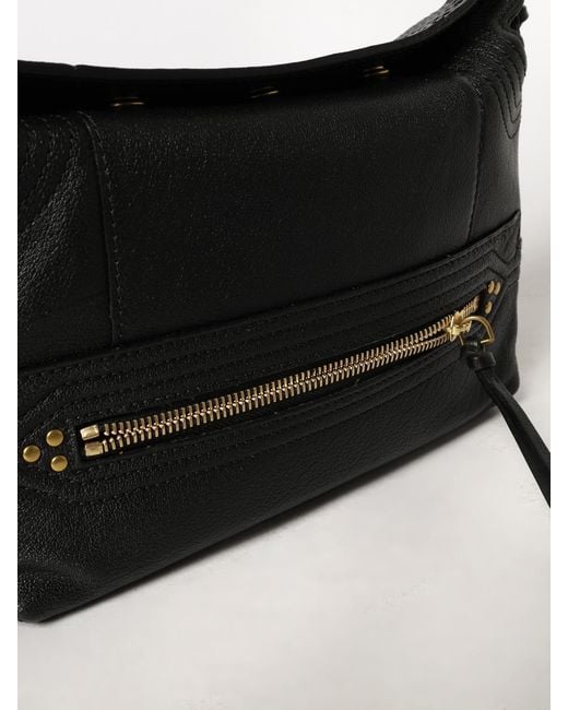 Jérôme Dreyfuss Black Lucky Mini Buffalo Leather Shoulder Bag With Removable Handle