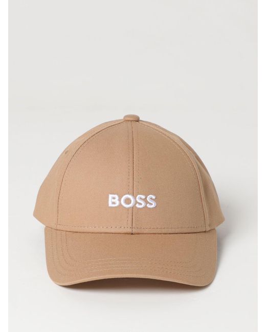 Cappello in cotone con logo ricamato di Boss in Natural