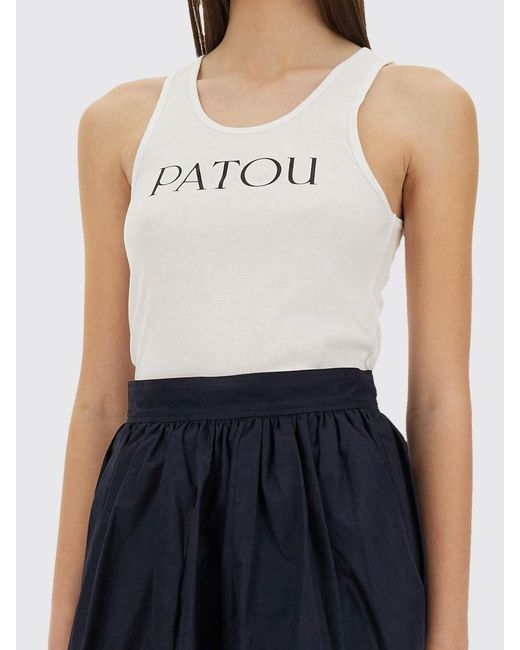 Patou White Basic Cotton Tank Top With Logo