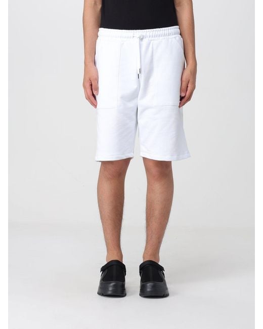 DISCLAIMER White Cotton Jogger Shorts With Drawstring Waist for men