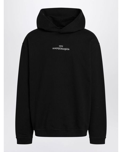 Maison Margiela Black Cotton Hoodie With Logo for men