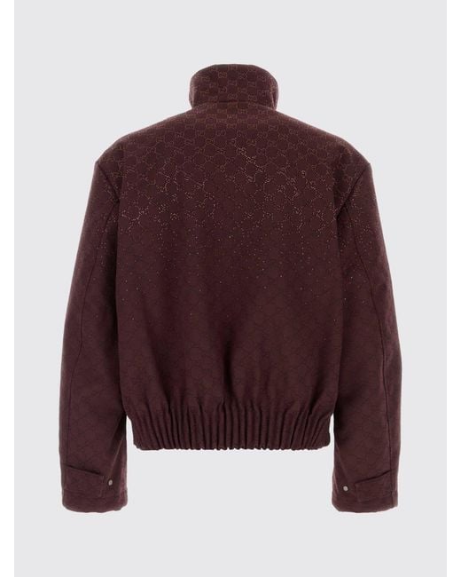 Gucci Red Gg Cotton Jacket With Rhinestones for men