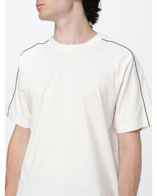 Burberry White Short-Sleeved Pure Cotton T-Shirt With Crew Neck for men