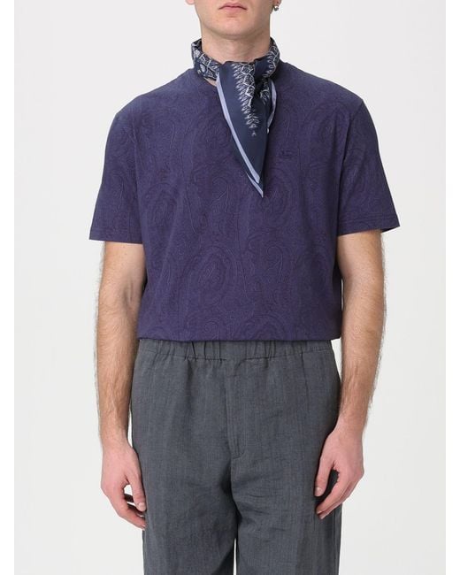 Etro Blue Paisley Print Silk Twill Bandana for men