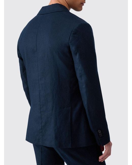 Liu Jo Blue Single-Breasted Linen Blazer With Classic Lapels And Flap Pockets for men