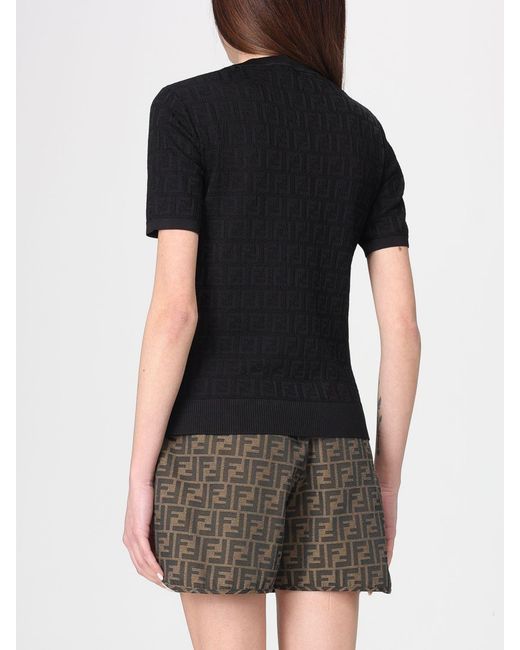 Fendi Black Ff Cotton And Viscose Knit