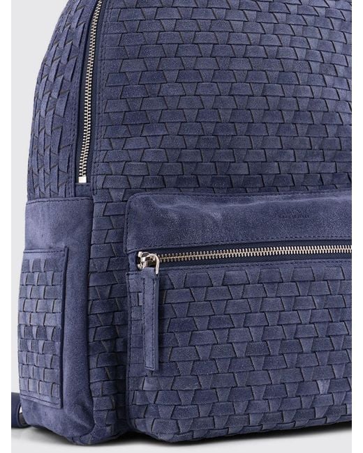 Orciani Blue Laio Micron Woven Suede Backpack for men