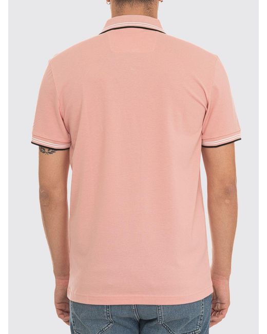 Boss Pink Cotton Polo With Logo for men