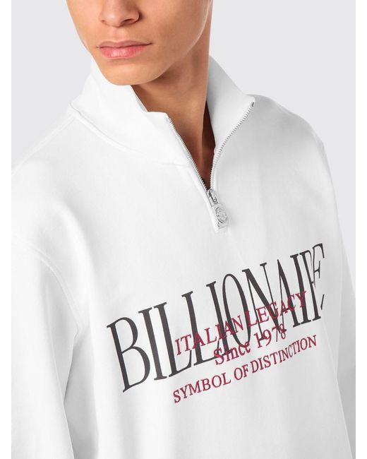 Billionaire White Cotton Sweatshirt With Logo for men