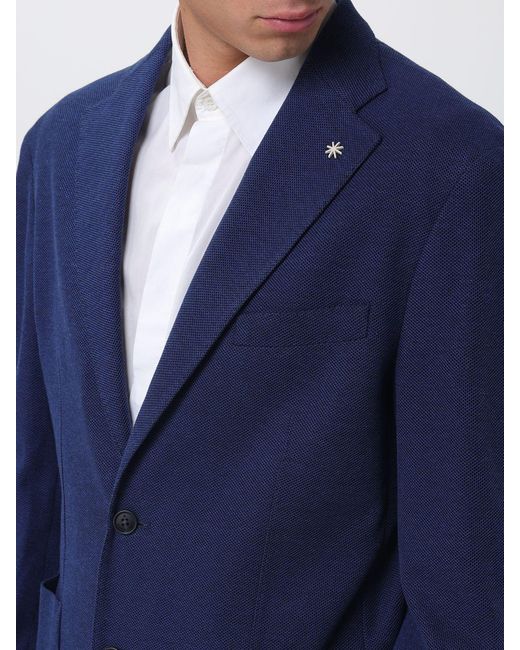 Manuel Ritz Blue Single-Breasted Cotton Blazer for men