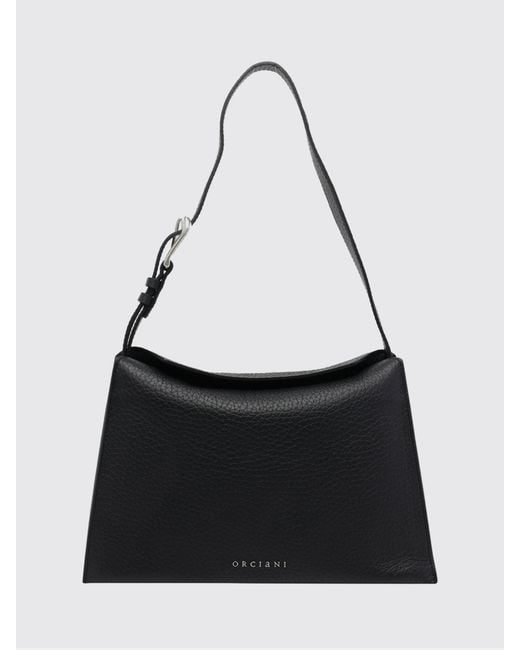 Orciani Black Trinity Hammered Leather Bag