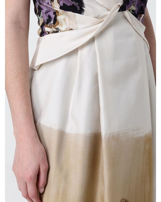 Antonio Marras White Floral Print Silk Long Dress