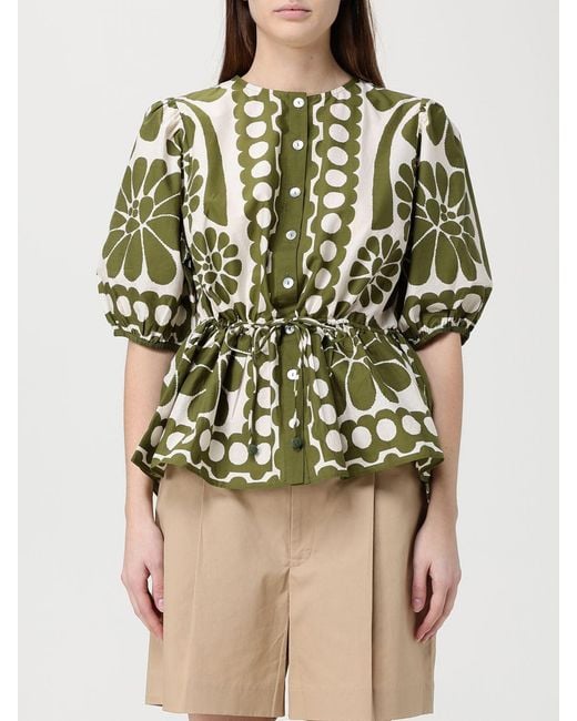Farm Rio Green Cotton Palermo Shirt With Floral Print