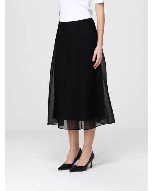 Brunello Cucinelli Black Silk Circle Midi Skirt