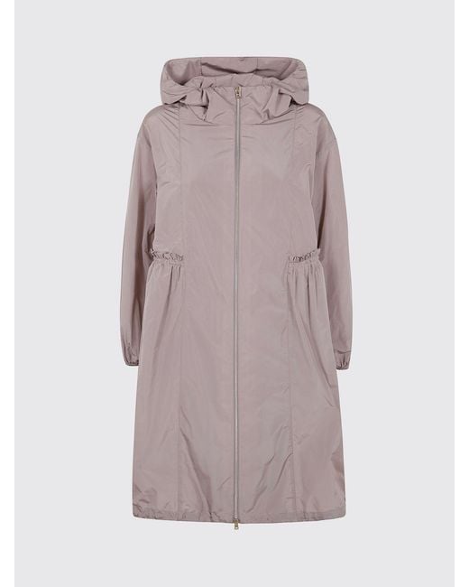 Herno Pink Knee-Length Ultra-Light Nylon Raincoat With Hood And Drawstring