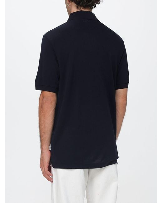 Paul Smith Blue Short-Sleeve Knitted Wool Polo Shirt With Ribbed Collar for men