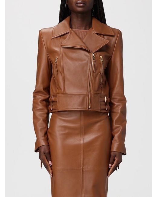 Elisabetta Franchi Brown Biker Jacket