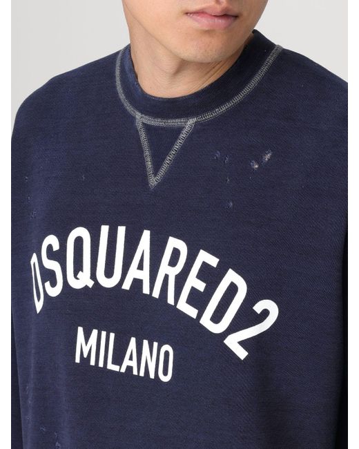 Felpa in cotone con logo di DSquared² in Blue da Uomo