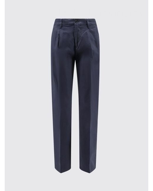 Aspesi Blue Mid-Rise Skinny Cotton Trousers With A Slim Fit