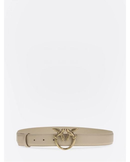 Pinko White Love Berry Leather Belt