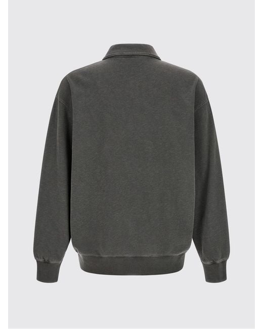 Carhartt Gray Long-Sleeved Cotton Polo Shirt With Zip Closure for men