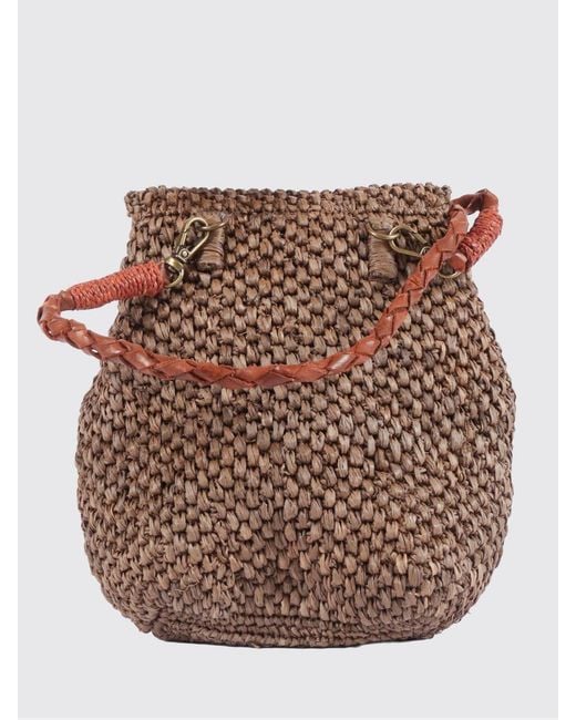 IBELIV Brown Zaz Woven Raffia Tote Bag