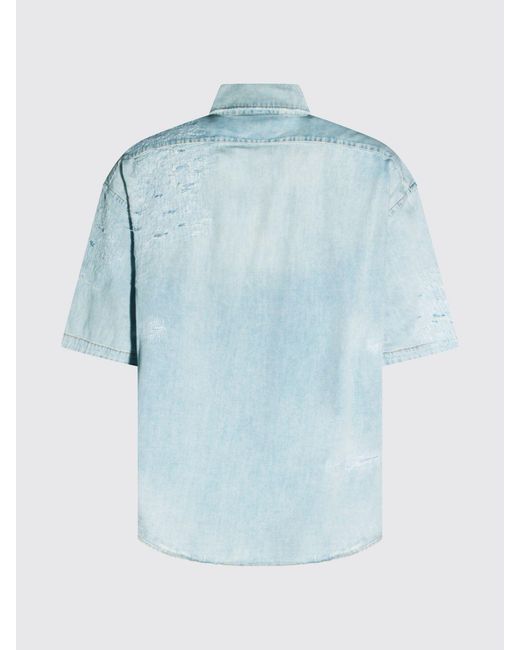 Acne Blue Relaxed Fit Bowling Shirt for men