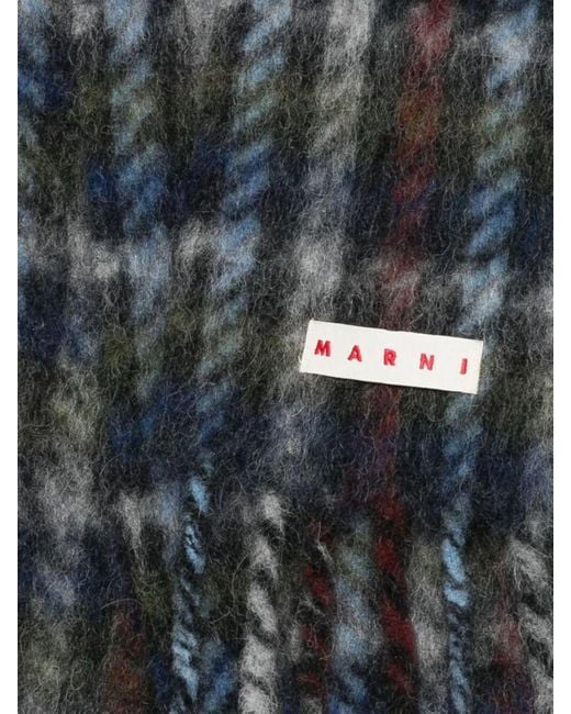 Marni White Double Check Scarf for men
