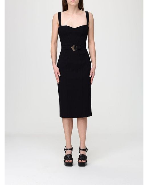 Versace Jeans Couture Black Stretch Crêpe Midi Dress