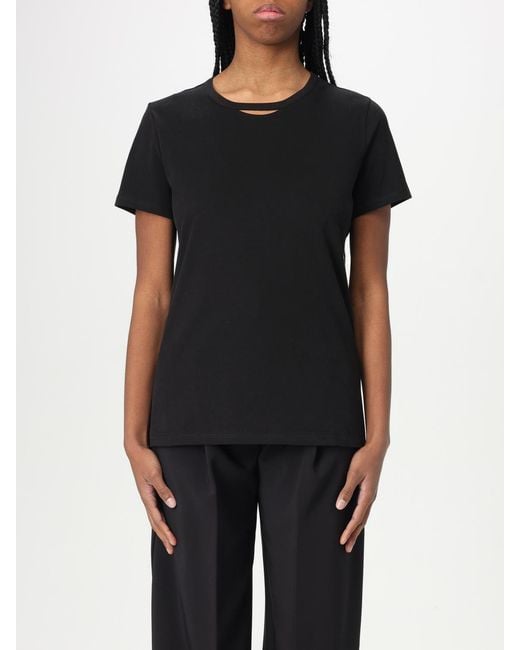 Elisabetta Franchi Black Keyhole Neck Short Sleeve Tee