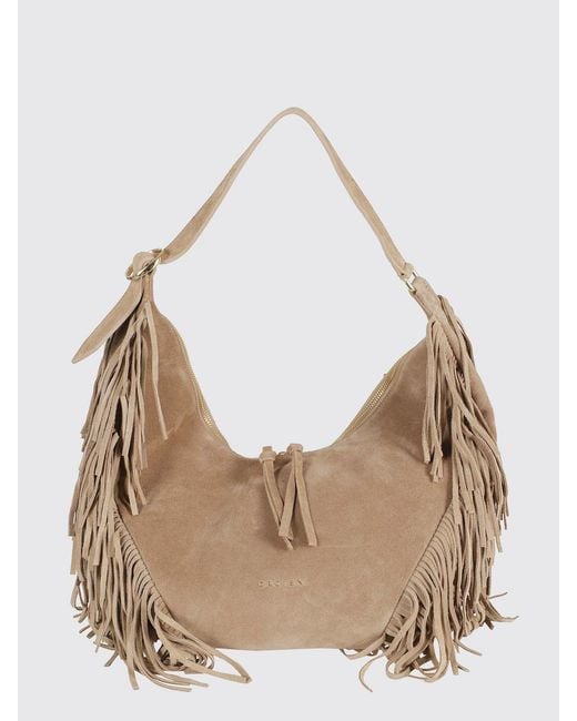 Orciani Natural Isola Fringed Suede Bag
