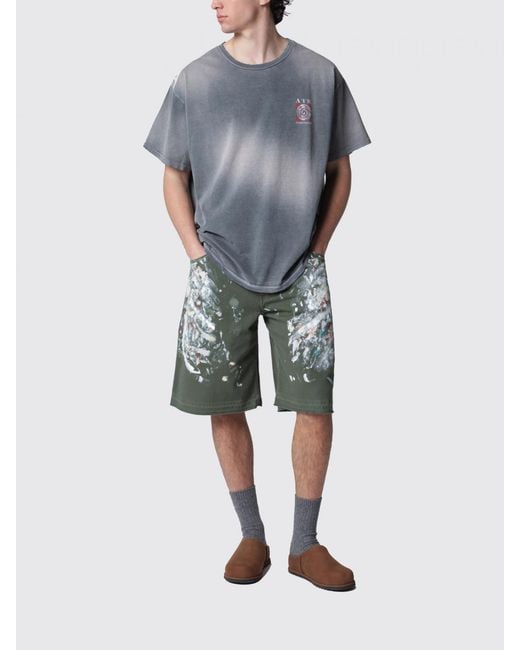 GALLERY DEPT. Gray Abstract Logo Print Cotton T-Shirt With Dropped Shoulders for men