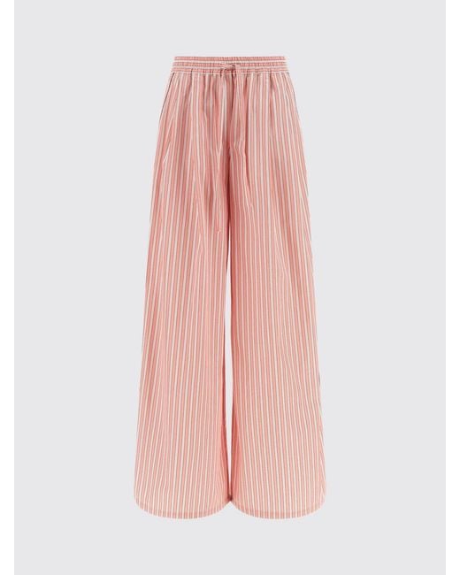 Dolce & Gabbana Pink Dolce &Amp Gabbana Striped Cotton And Silk Palazzo Trousers