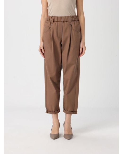 Brunello Cucinelli Natural Cropped Stretch Cotton Trousers