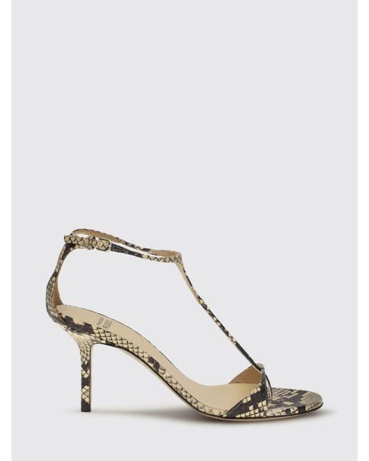 Francesco Russo Natural Python Print Leather Sandals