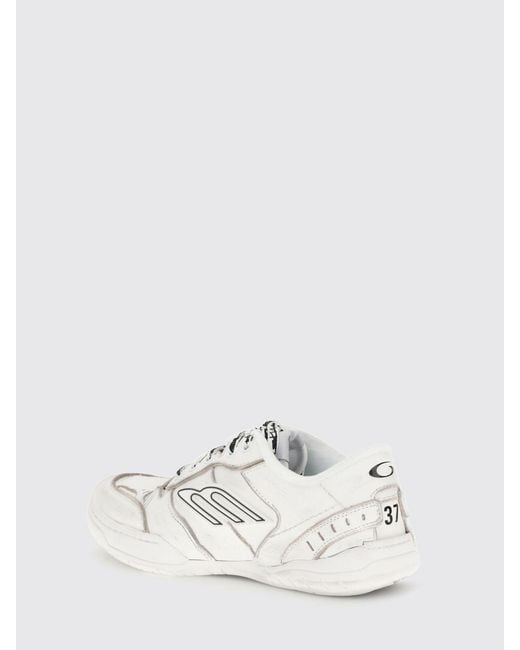 Balenciaga White Hamptons Worn-Out Leather Sneakers