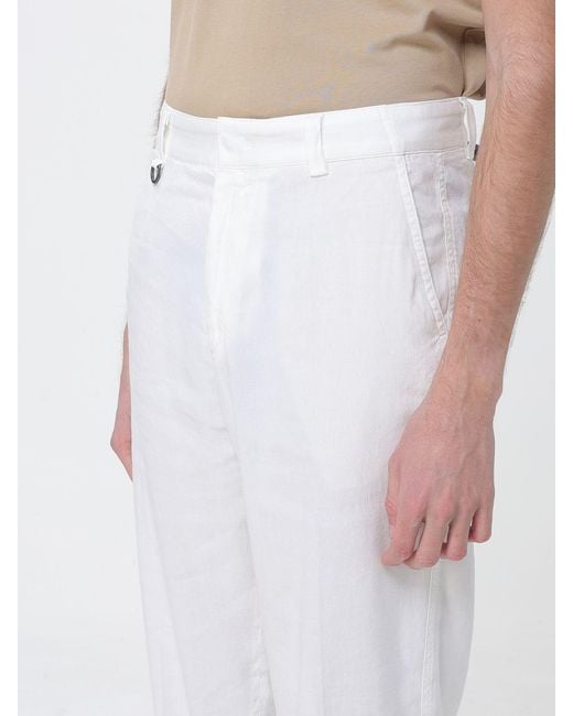 Paolo Pecora White Linen Blend Straight Trousers for men