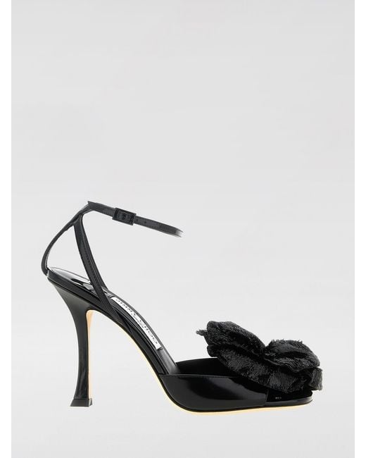 Jimmy Choo Black Mimmi Naplak Sandals With Applied Flower