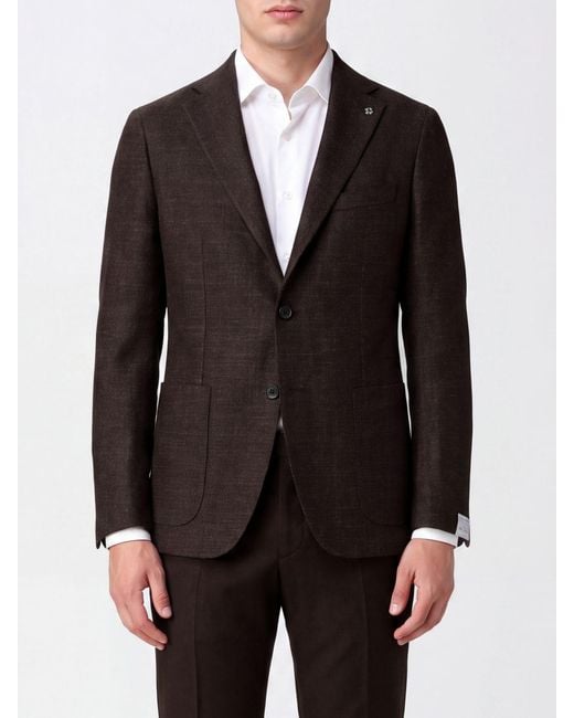 Tagliatore Black Single-Breasted Virgin Wool And Silk Blazer With Peak Lapels for men