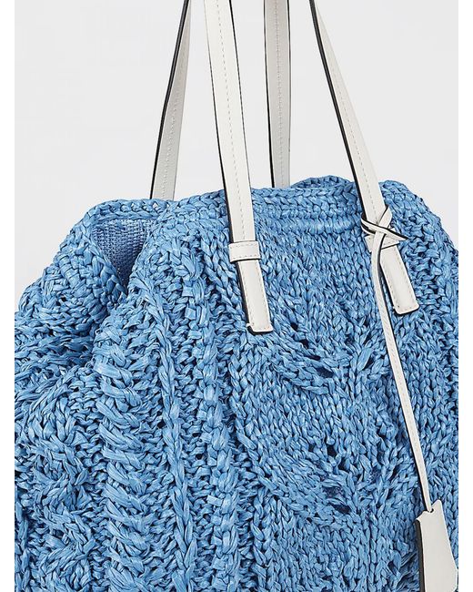 Ermanno Scervino Blue Crocheted Raffia Shoulder Bag