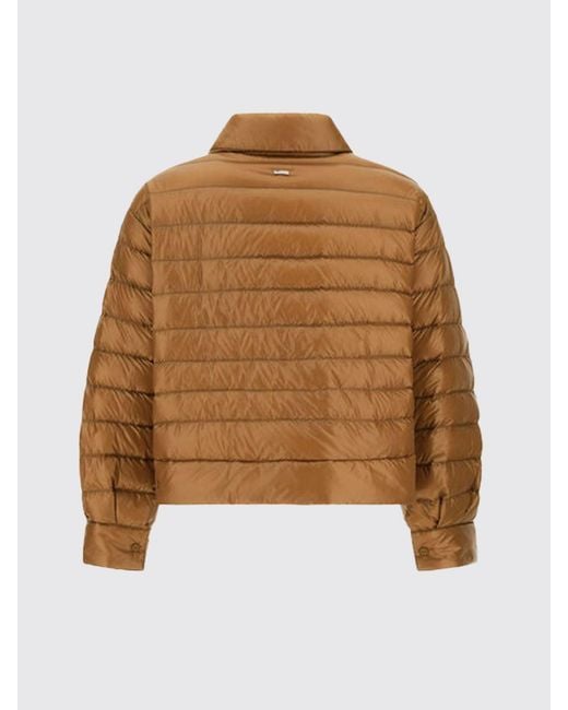 Herno Brown Quilted Ultra-Light Nylon Short Down Jacket With Classic Collar