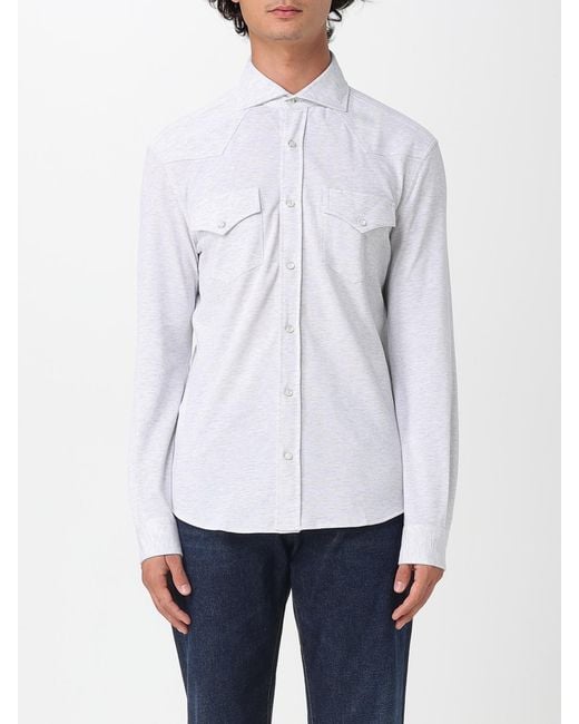 Brunello Cucinelli White Cotton Shirt for men