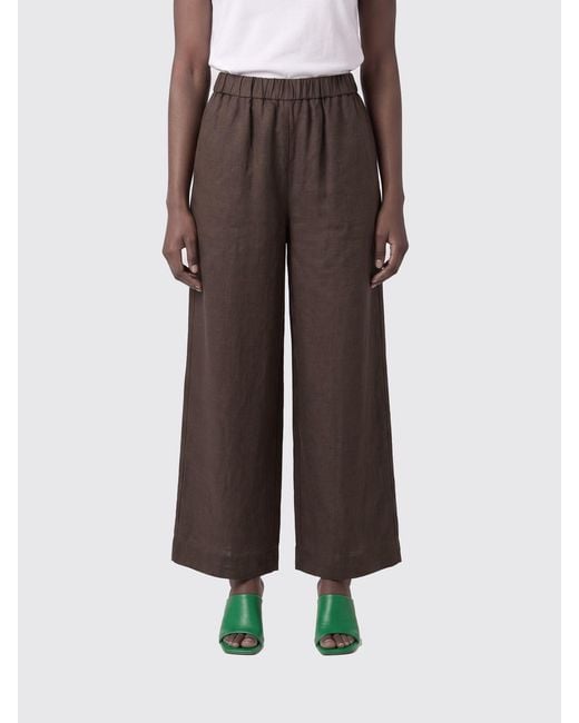 Pantaloni Crop Di Lino di Max Mara in Brown