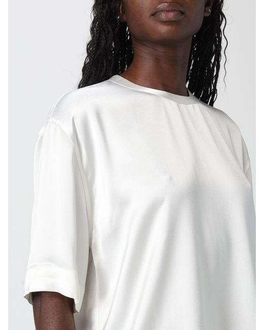 Totême White Elegant Silk T-Shirt